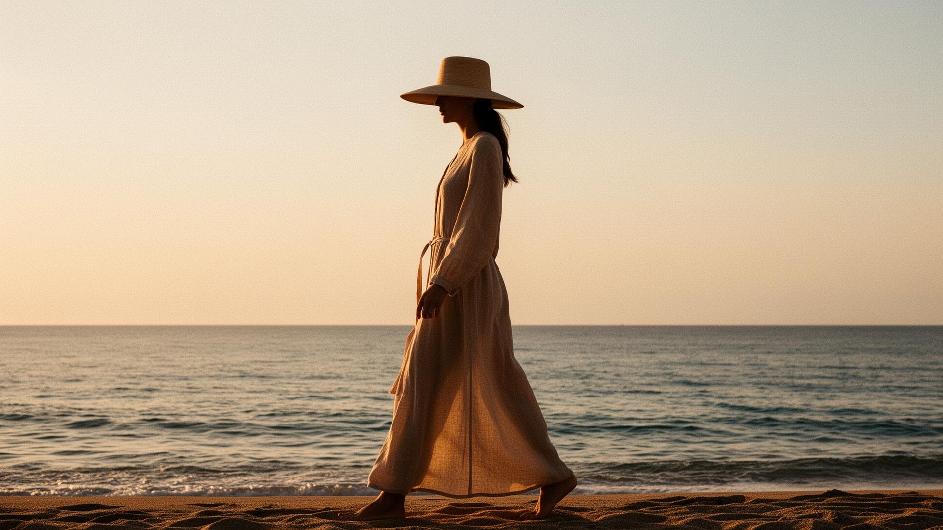 Silhouette élégante au coucher du soleil